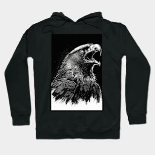 portrait of soaring hawk with open mouth Hoodie